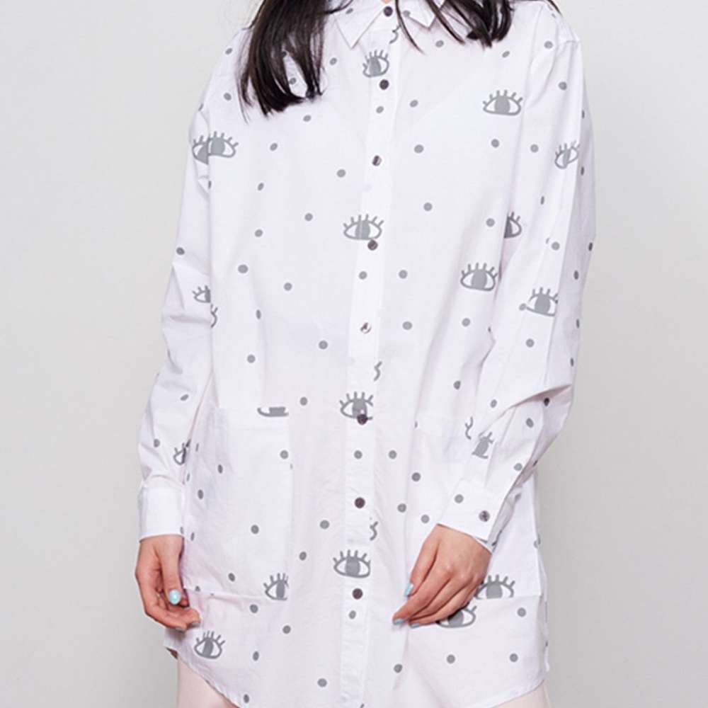 Lazy Oaf Button Down Eyelash Eye Shirt